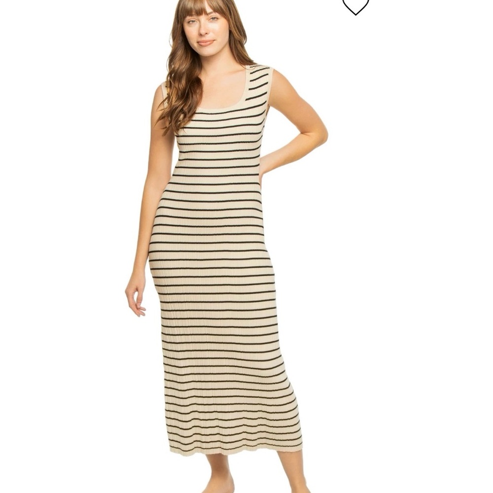 Z Supply Striped Maxi Dress in Beige and Black
